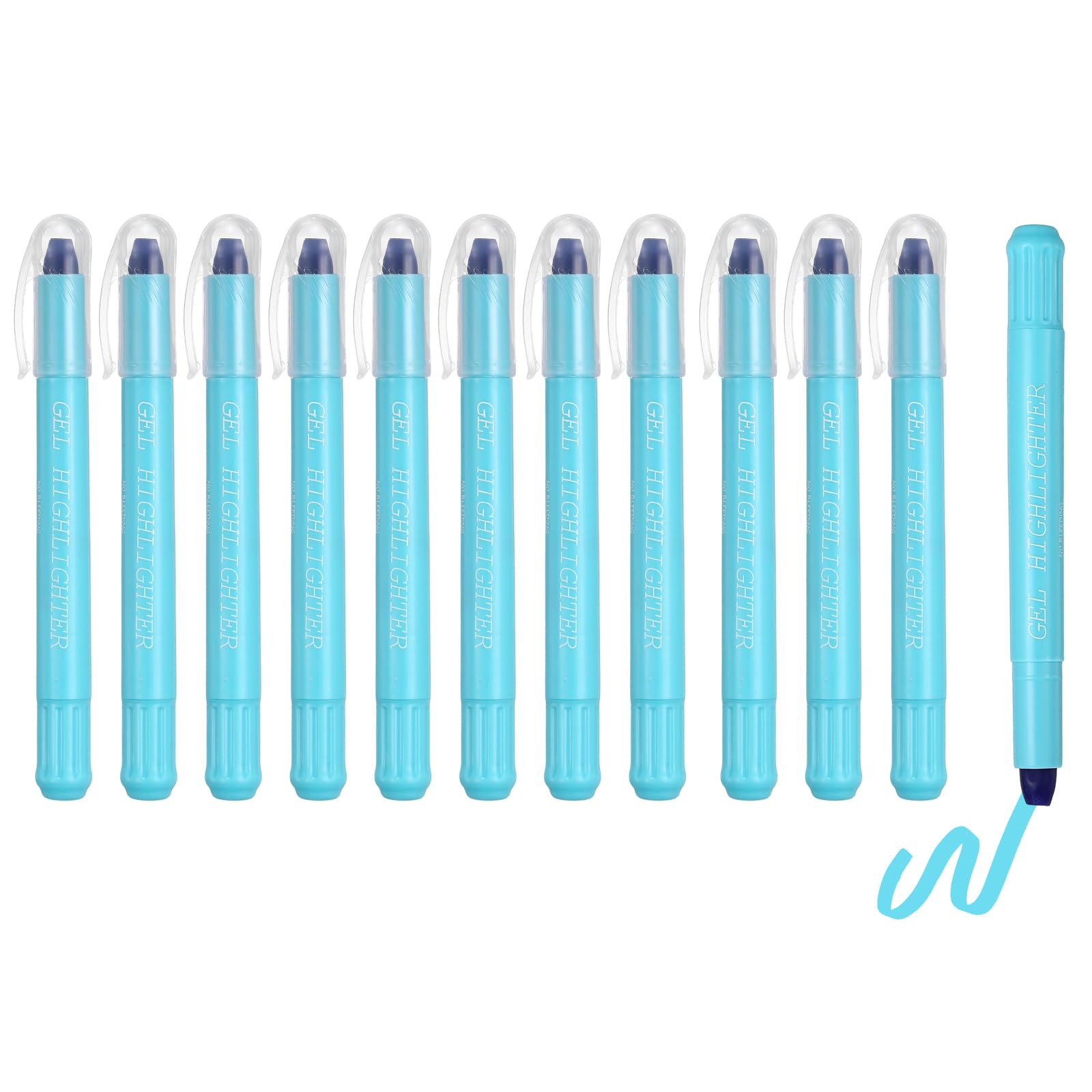 PATIKIL 12Pack Gel Highlighters, Highlighters Pens Wax Crayon Neon Clear View Bright Marker Pen Twist Up Gel Stick Cute Pastel for Home Office Study Journaling Supplies, Sky Blue