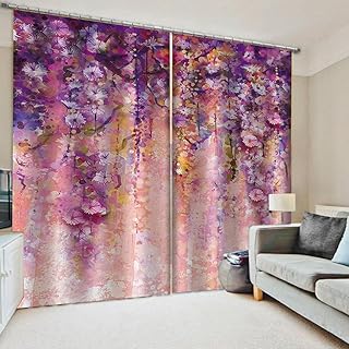 NBVGHJ Soggiorno Romantico Camera da Letto Tenda 3D Tende A Fiori Viola per Camera da Letto Camera per Ragazze Decorazioni per La Casa Tende Dra (L) 400 × (A) 270 cm