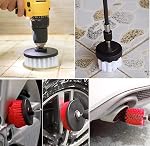 7 Pcs Drill Brush Set All Purpose Power Scrubber Cleaning Kit with Extend Attachment for Bathroom Surfaces, Grout, Floor, Tub, Shower, Tile, Kitchen and Car (Red)