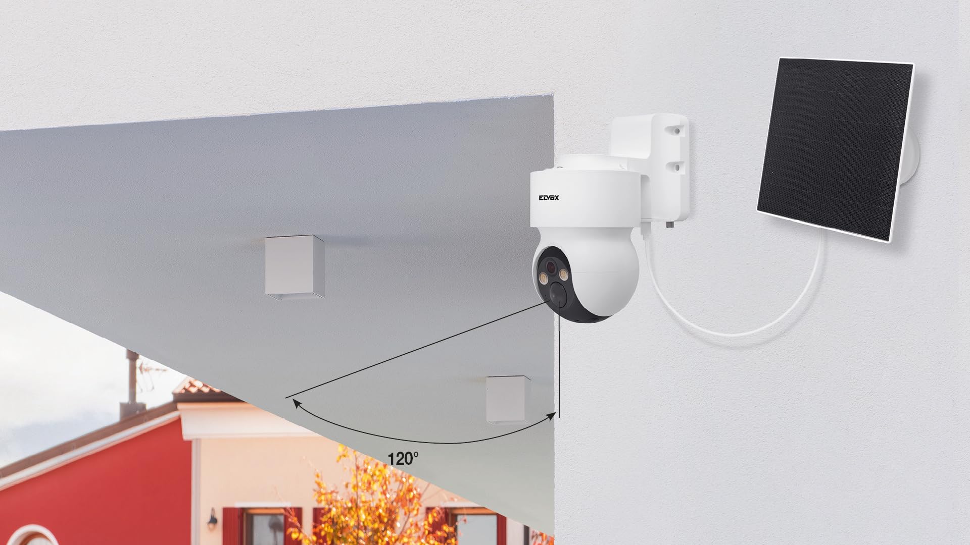 Vimar 46243.030CL Telecamera IP a batteria PT 4G LTE 3Mpx (2304 x 1296) da esterno con pannello solare, visione notturna a colori, rilevatore di movimento intelligente con app, 155×200×103mm