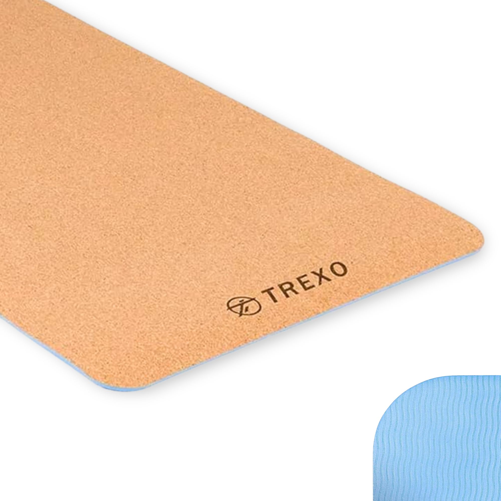 TREXO Esterilla Yoga TPE de Corcho y Caucho Naturales 61x183 cm Esterilla Fitness para Gimnasio en Casa o en Club Colchoneta plegable de Estiramiento de Gimnasia