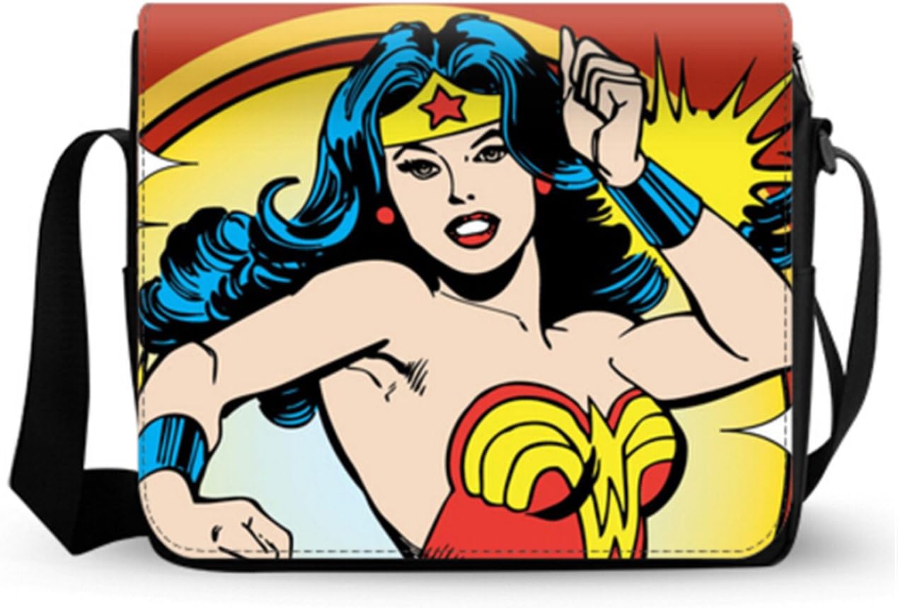 Women Messenger Bags Fashion Shoulder Bags Cross Body Bag Wonder Woman Pattern Print 12.29.4 Inch.