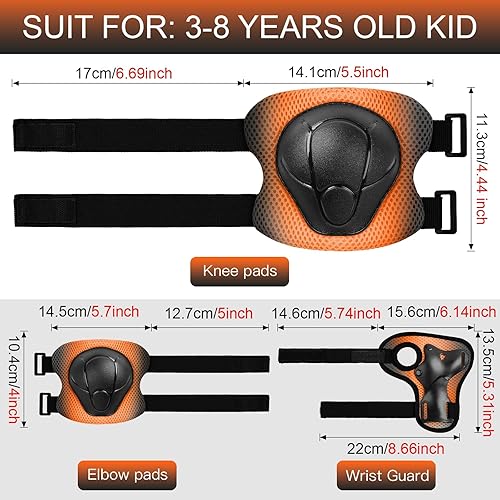 Miniatura 171 de Juego de rodilleras de protección para niños de 3 a 14 años, rodilleras y coderas con muñequeras 3 en 1 para patinaje, ciclismo, bicicleta, patinaje