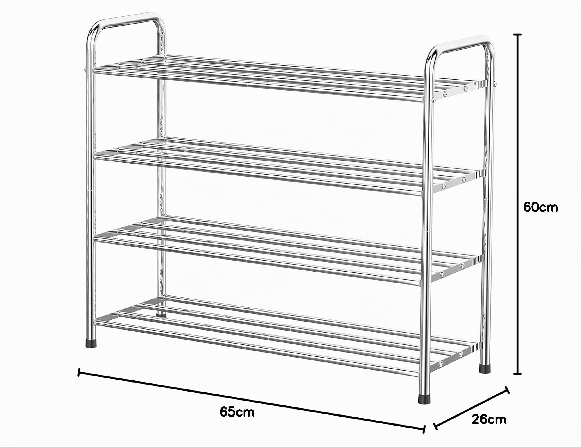 FANHAO Zapatero de 4 Niveles de Acero Inoxidable Versión Mejorada, Organizador de Zapatos, con Capacidad para 12-16 Pares de Zapatos, para Sala de Estar, guardarropa y Pasillo,68 x 26 x 65 cm