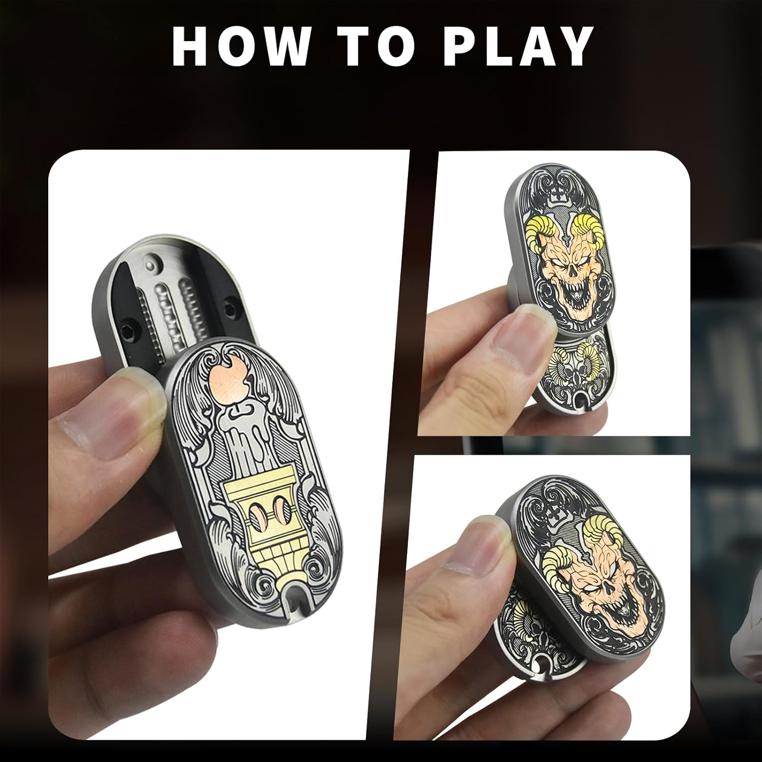 SKEDC Devil Fidget Slider,Stainless Steel Everyday Carry Finger Toy, Adult Sensory Toy, Helps Relieve Stress, Tension, and Anxiety,Suitable for Work,Study,Waiting, Gifts