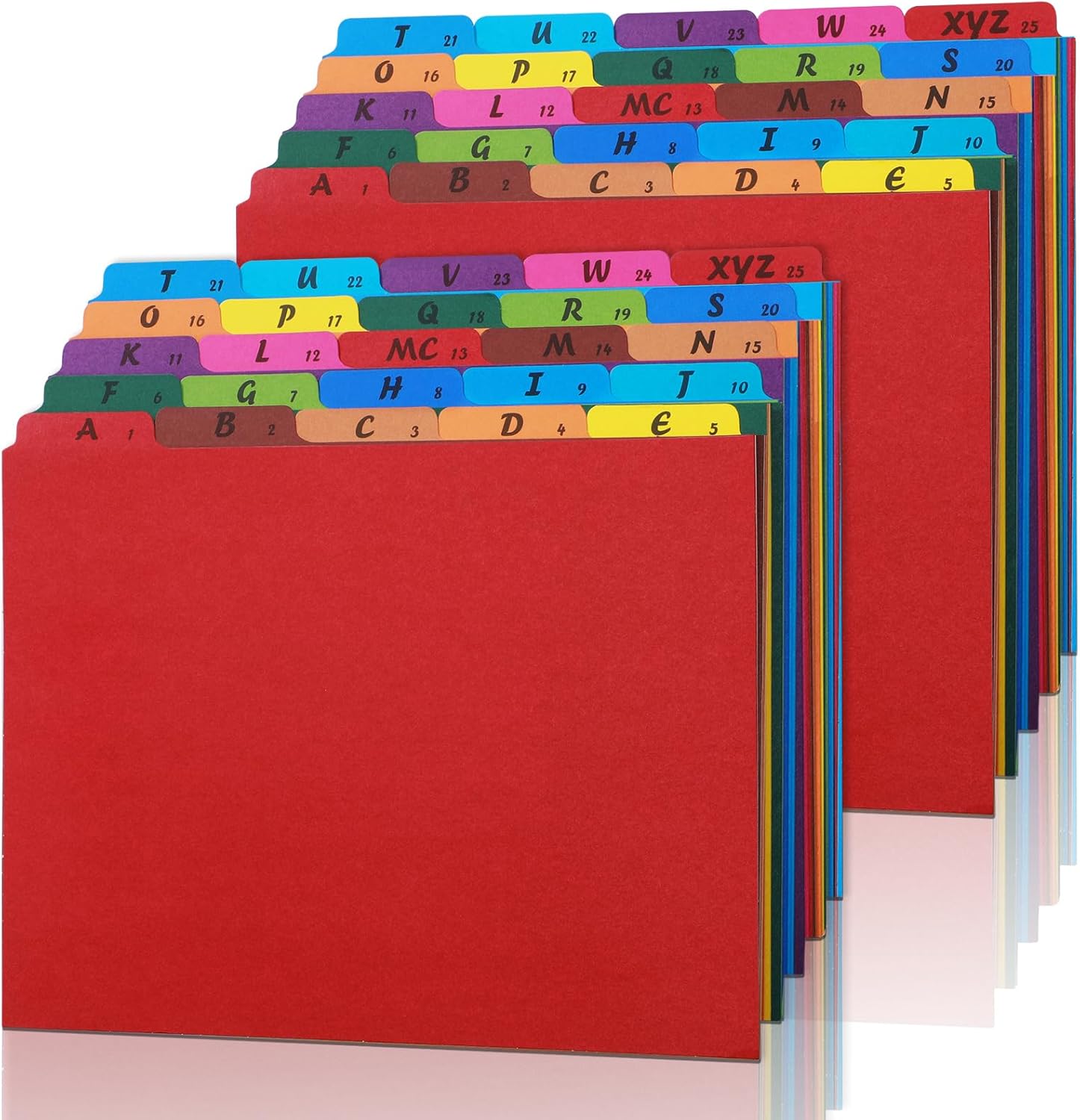 2 Set 50 Alphabet File Dividers A-Z Top Tab File Guides Letter Size 1/5 Cut Tab Manila Alphabetical File Organizer File Cabinet Dividers for Work Office Home School and Desk Organizer (Colorful)