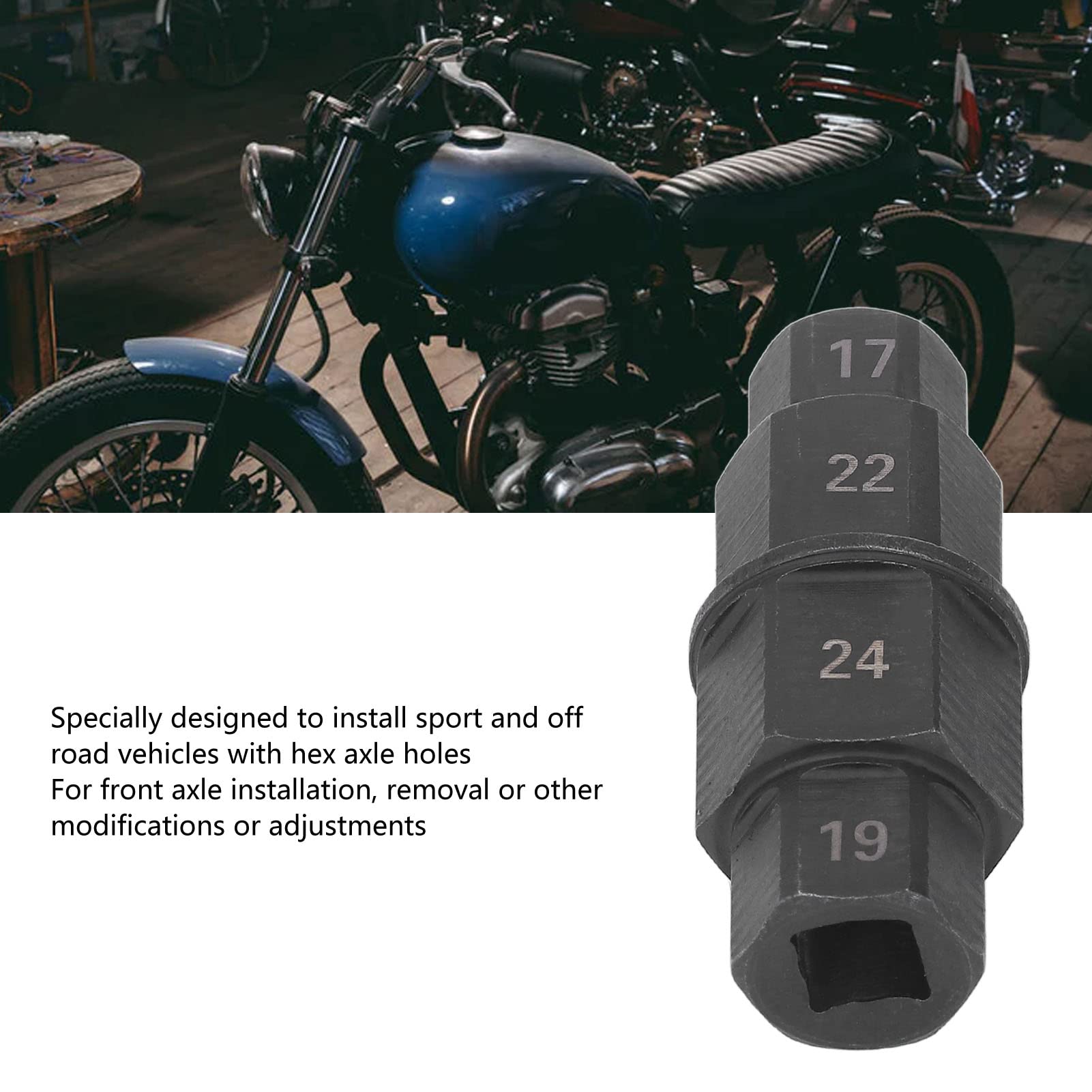 Yctze Motorcycle Hex Axle Tool - 2.7 Inch Front Wheel Hub Wrench For 17mm 19mm 22mm 24mm Axles