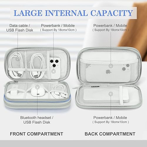 Miniatura 3 de FYY Organizador para cosas electrónicas, para viajes, para cables, cargadores y celular, estuche portátil, impermeable, doble capa, bolsa de