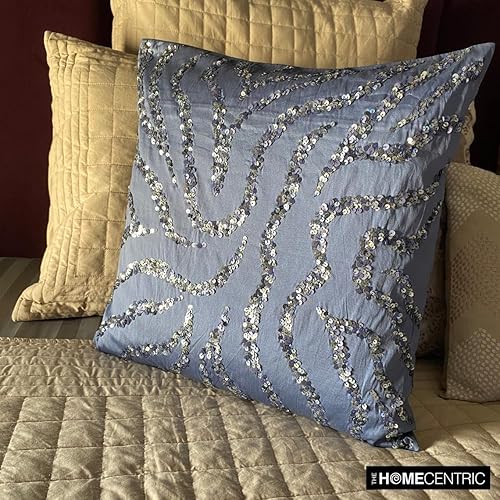 Miniatura 4 de The HomeCentric Funda de cojín, diseño abstracto de lentejuelas azul medianoche, 20 x 20 pulgadas (19.7 x 19.7 in), tafetán moderno, Whirlpool