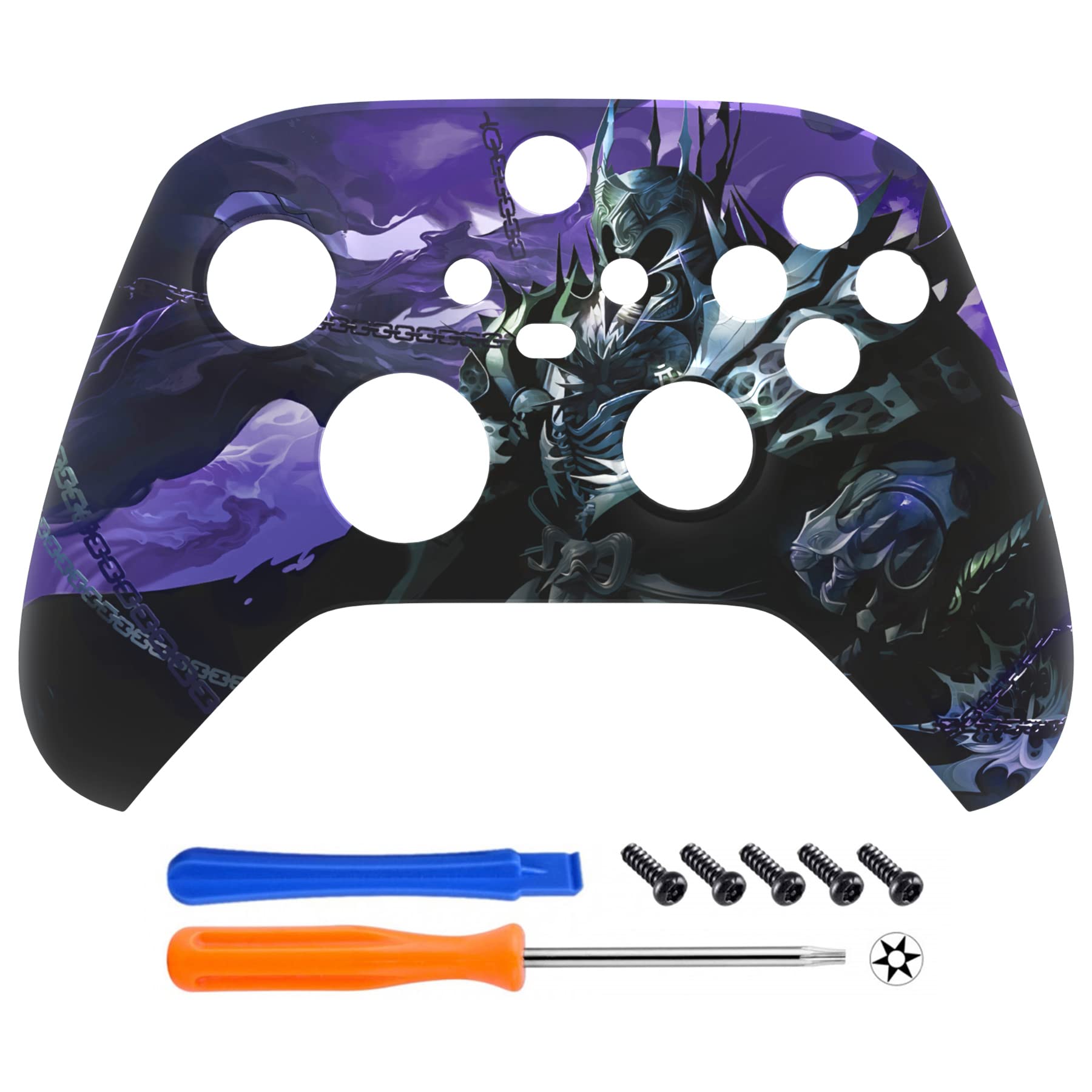 eXtremeRate Custodia Cover per Xbox Series X S Controller Joystick,Scocca Copertura Frontale Shell Ricambio per Xbox Core Controller Wireless Model 1914-Cavaliere del Caos