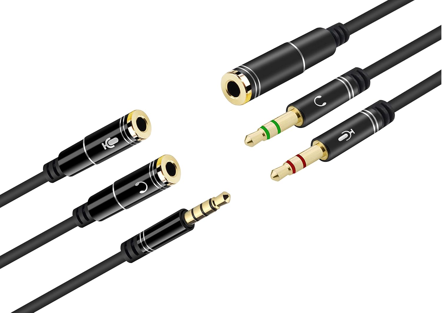 KK YH01(2PACK) 3.5mm 2 Male to 1 Female Headphone Adapter