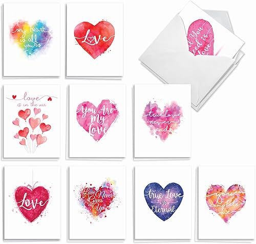 Miniatura 10 de The Best Card Company - 20 bonitas tarjetas en caja (4 x 5.12 pulgadas) - Juego surtido en blanco (10 diseños, 2 de cada uno) - Tarro de amor