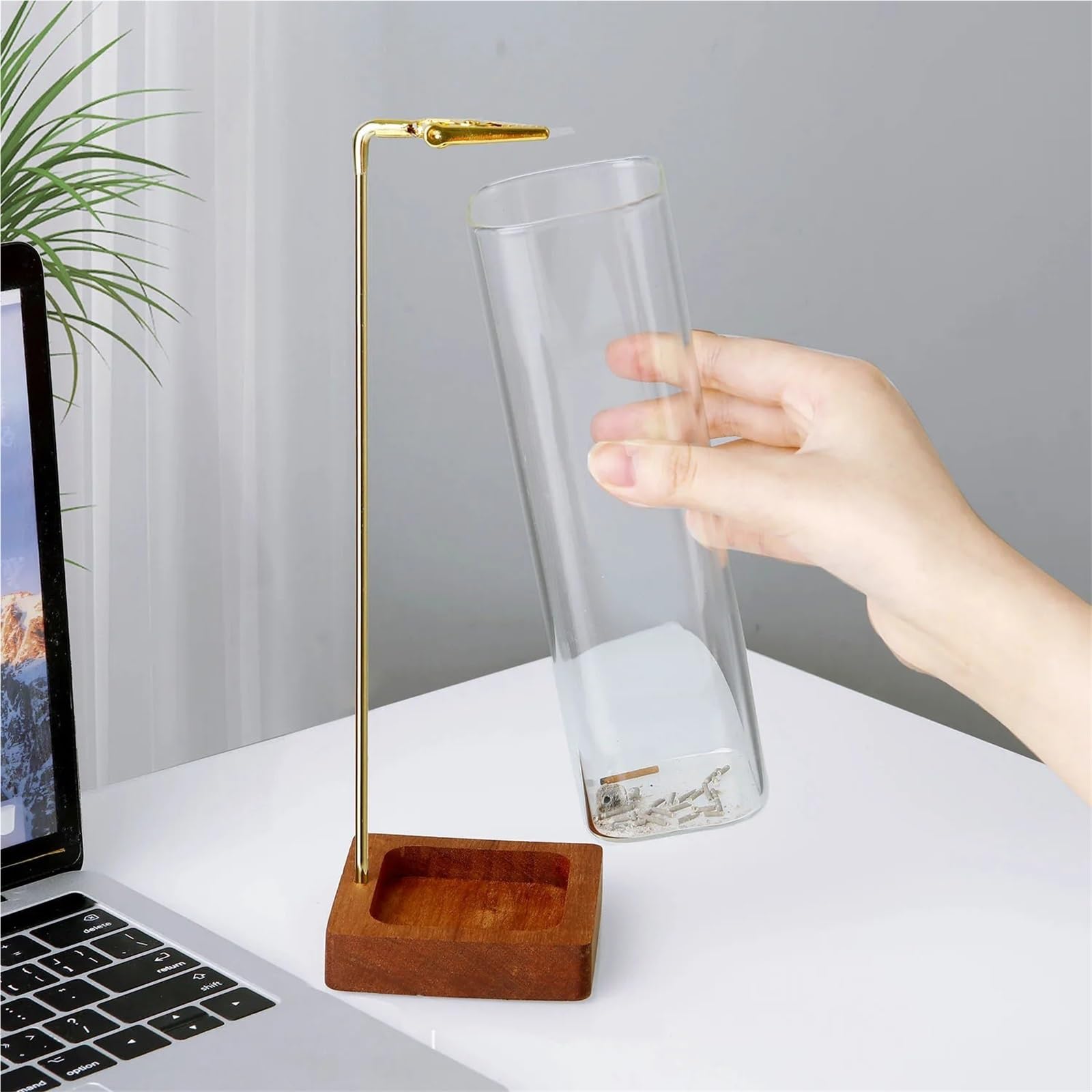 1Pcs Incense Holder for Sticks with Glass Ash Catcher Anti-Ash Flying Burner for Yoga Home Decor für Meditation/Yoga