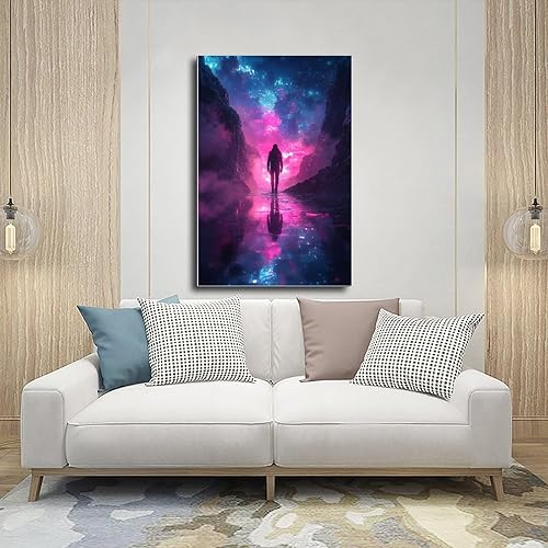Miniatura 5 de XAHOR Synthwave Surreal Landscape Canvas  Neon Digital Art for Tech Lovers  Vaporwave Wall Poster Canvas Wall Art Print Poster For Home School