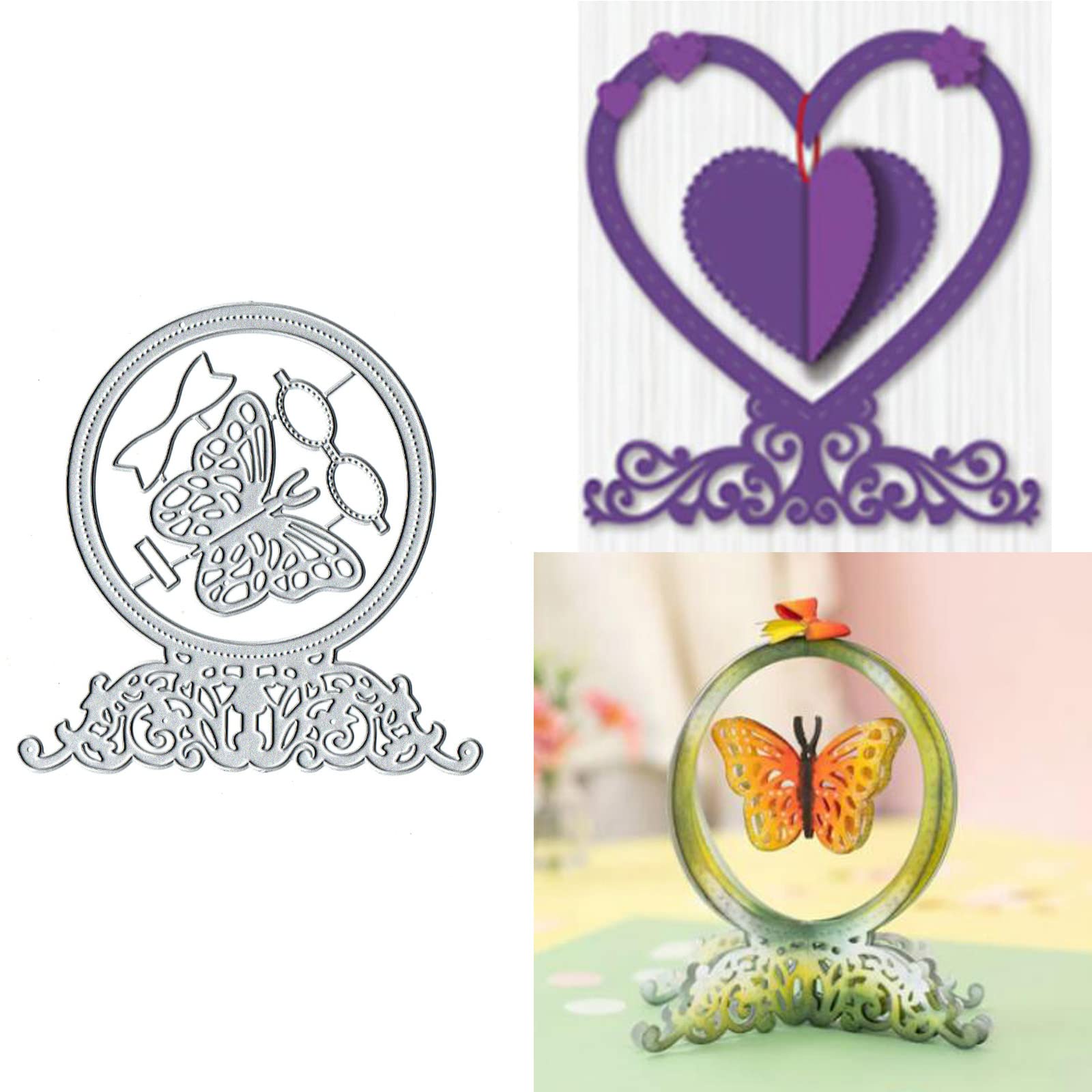 Sznilindm Circle Round Crystal Ball Stand Heart Metal Die Cuts,Flower Butterfly Ball Bowtie Cutting Dies,Stencils DIY Scrapbooking Decorative Embossing Paper Scrapbooking Card Making