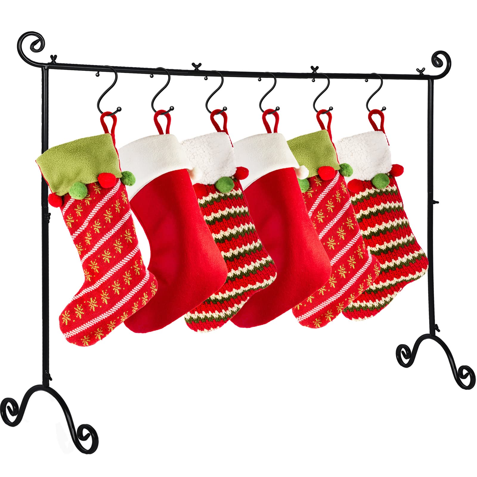 Sosation Christmas Stocking Holder Stand with 6 Hook Extra Large Freestanding Stocking Hanger Rack for Floor Metal Holiday Decor Xmas Stocking Ornament Hanger Display for Home, 41 