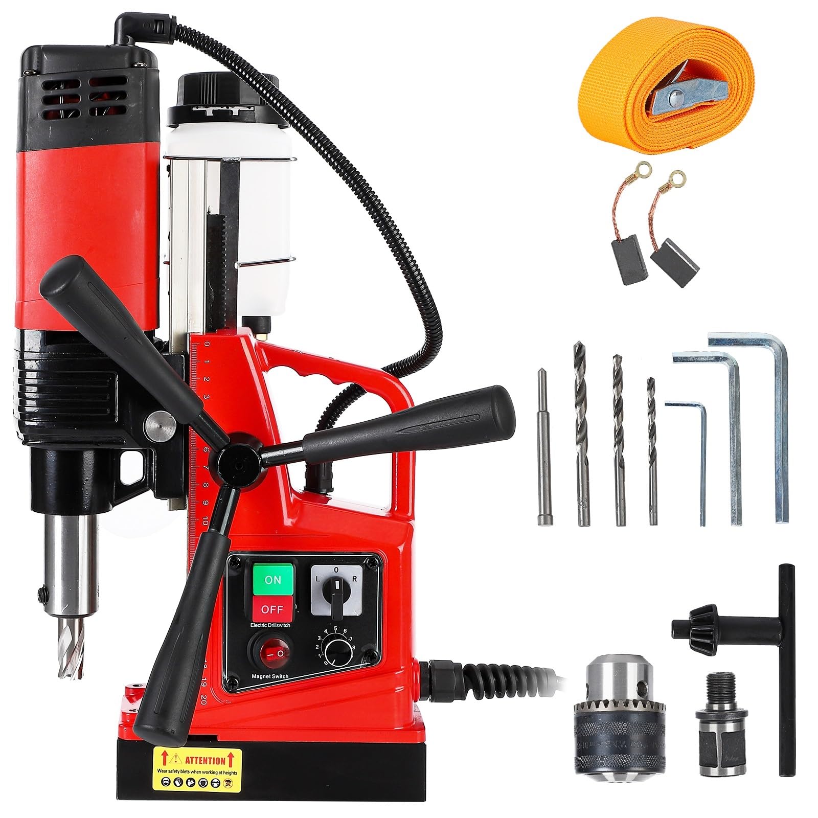 Mag Drill Press 1550W 2" Boring Dia. 500 RPM 10-Speed Continuously Variable Electric Drilling Machine, Portable Magnetic Drill Press for Metal Surface, Industrial, Home Improvement