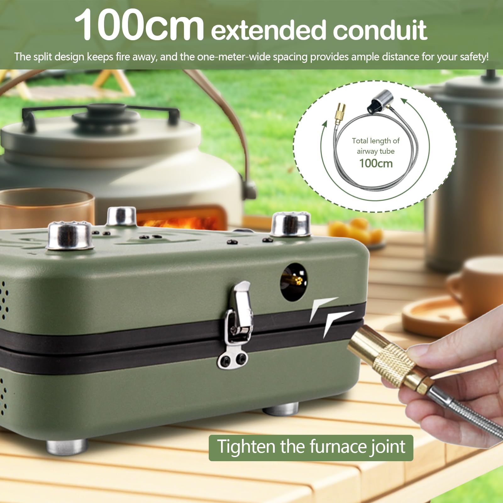 Réchaud De Camping 2-En-1 4400W 2 Brûleurs Pliable Portable Brûleur Réglable Avec Plaque De Cuisson Poignée Tuyau De Gaz Sac De Transport