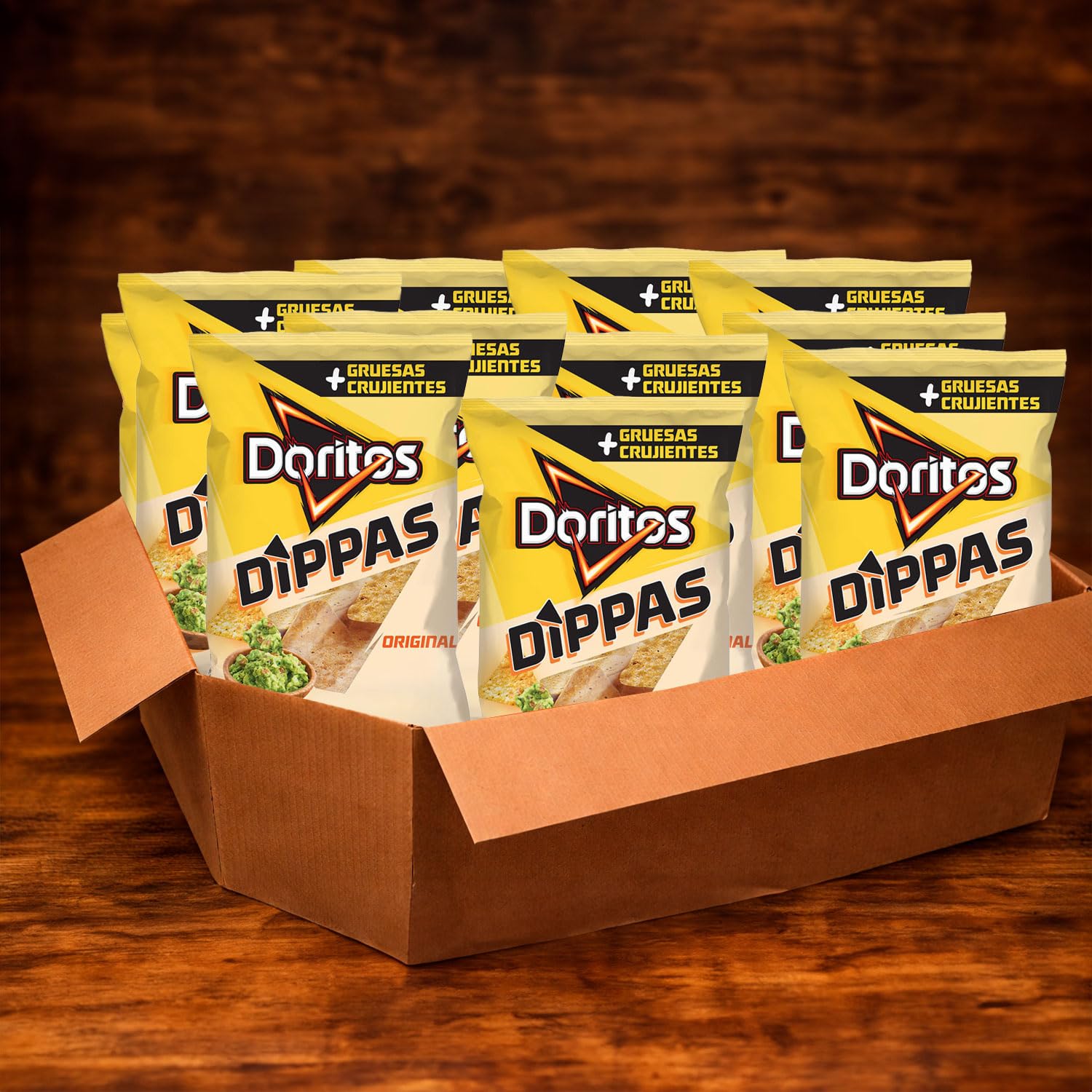 DORITOS Dippas Nachos de Maíz Sabor Original para Aperitivo y Dips, Bolsas Individuales de 150 g, Pack de 15