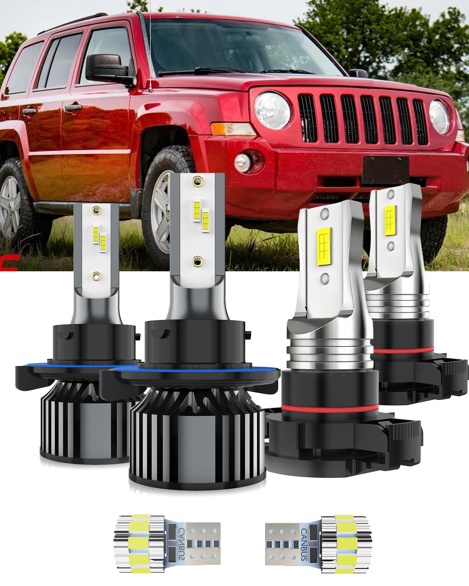 Photo 1 of AYOTZIH Bulbs Fit For Jeep Patriot 2010-2017, 9008 High/Low Beam h16 Fog Light License Plate Lights Combo, 400% Brightness 6000K White Glow, Direct Replacement, Plug-N-Play, 6 Pack