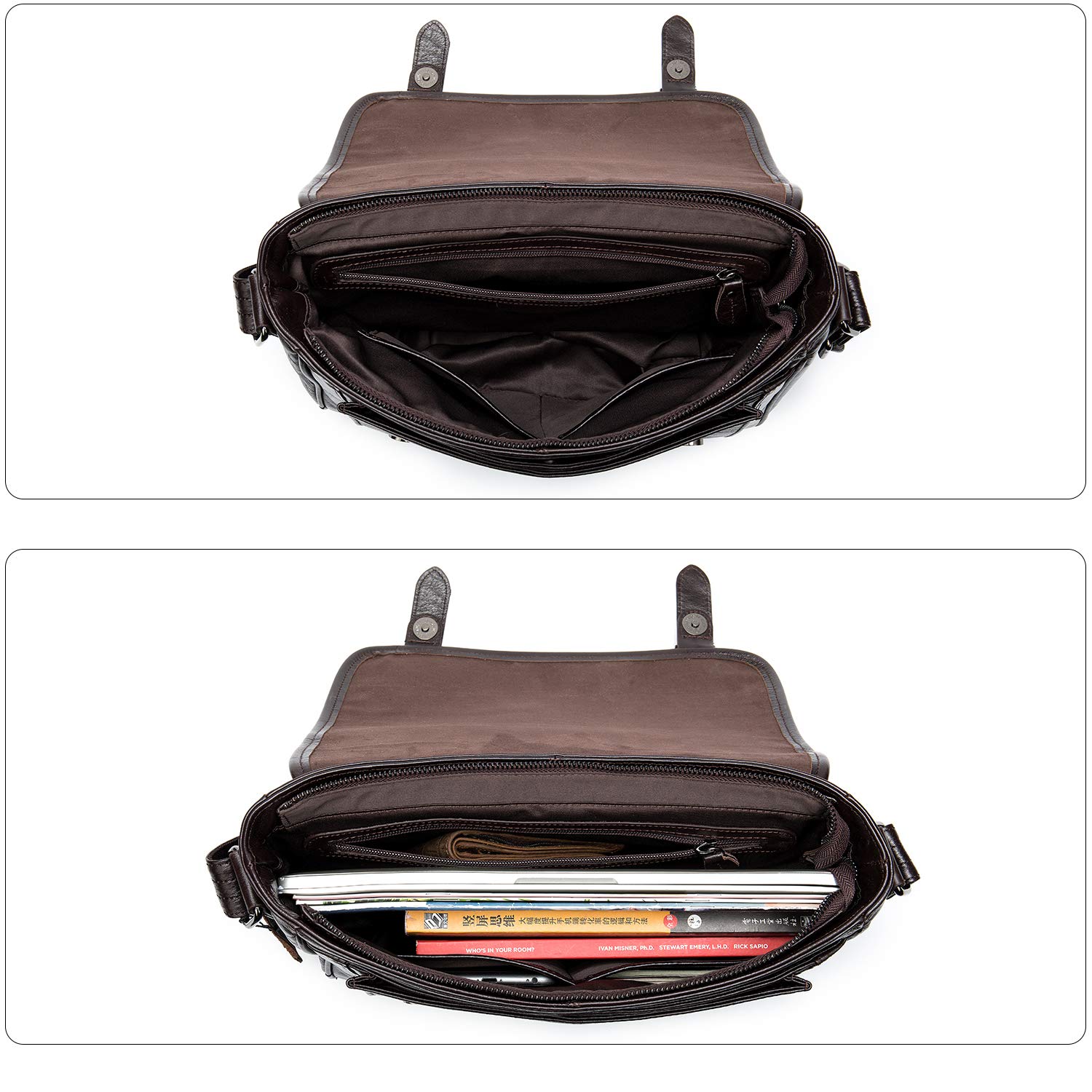 Włoska skóra cielęca wysokiej klasy tornister torba listonoszka przednia klapa torba crossbody ze skórzanym paskiem na ramię, Brązowy, Medium