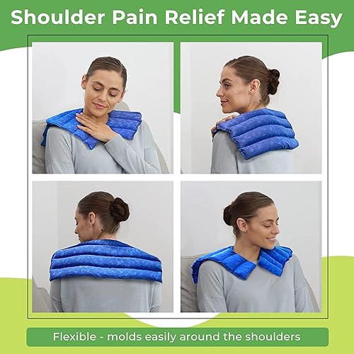 Miniatura 3 de Envoltura para hombro y cuello, cojín de calor herbario natural, reutilizable para terapia caliente y fría, microondas o congelador, de Nature