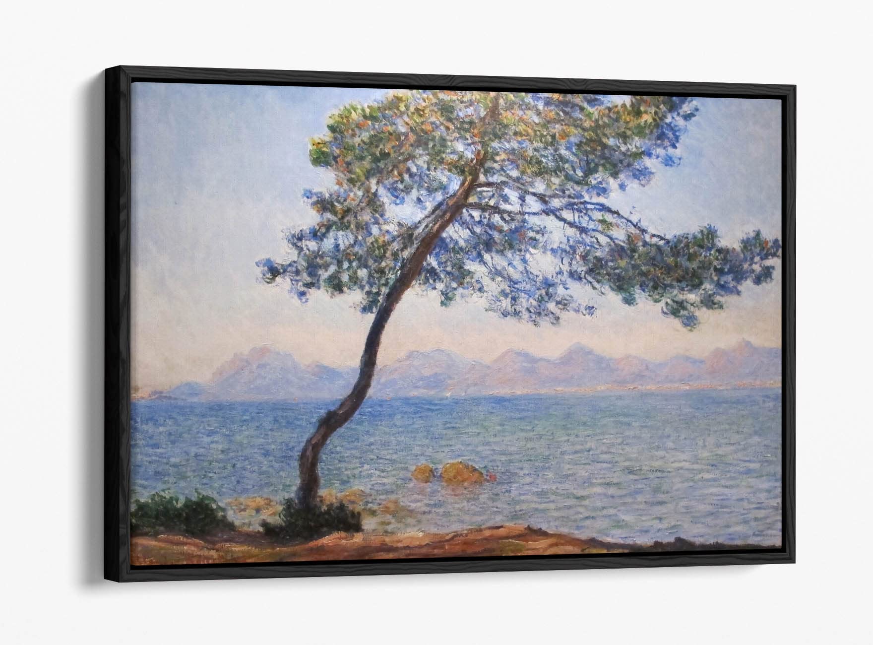 Canvasartshop Walnut - Claude Monet, Antibes- Float Effect Framed Canvas Wall Art Picture Print (, 30X20)
