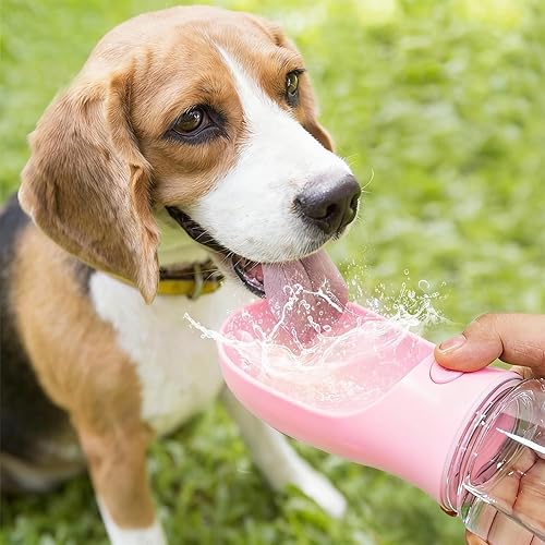 Miniatura 5 de Botella de agua para perros 3 en 1 a prueba de fugas con contenedor de alimentos, dispensador de agua portátil para mascotas de 13.5 fl oz para