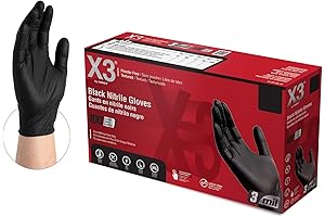X3 Black Nitrile Disposable Gloves