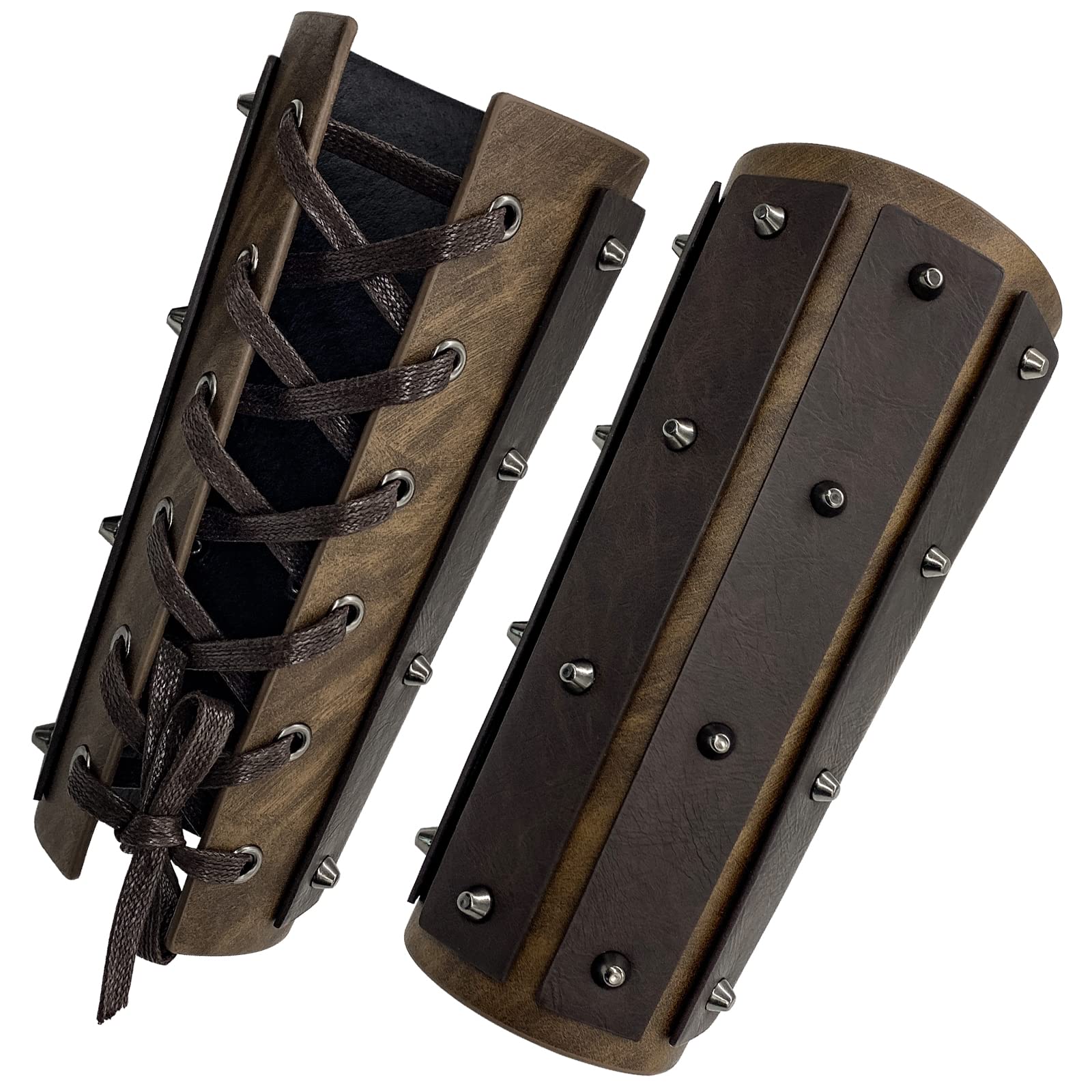 HiiFeuerMedieval Brigandine Arm Guards, Mercenary Faux Leather Gauntlet, Vintage Renaissance Knight Arm Bracers