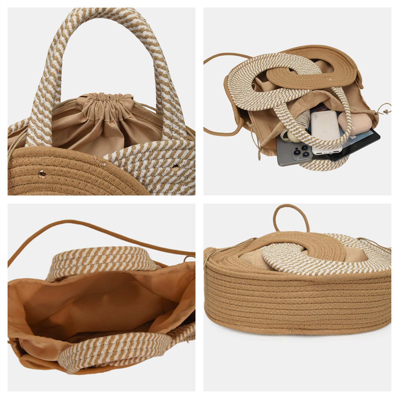 Damen Handtasche Strandtasche Im Ethnischen Stil, Modische Nischen-persönlichkeitshandtasche, Literarische Damen-umhängetasche, Gewebt-Khaki