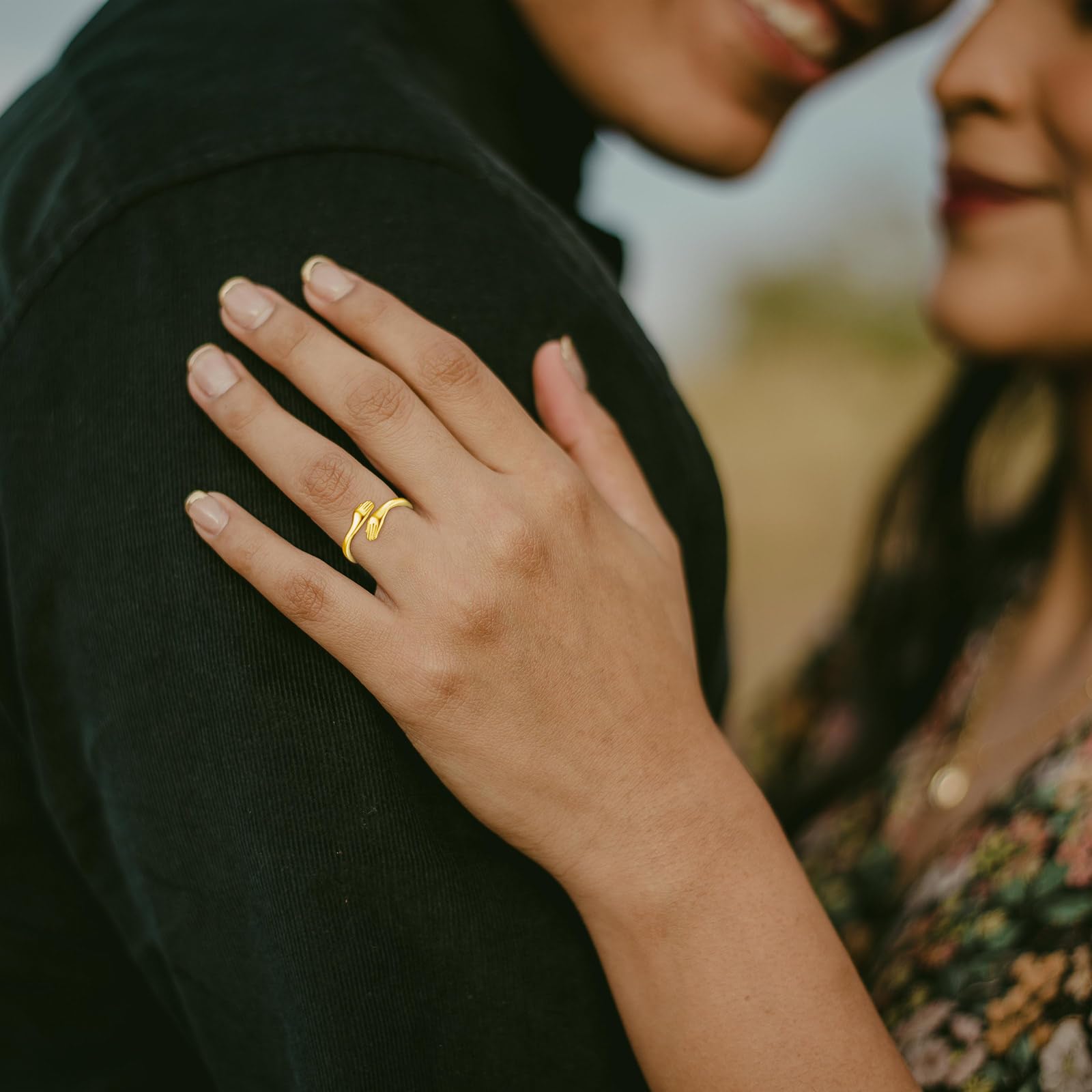 INFUSEU Anillo Abrazo Plata De Ley 925 Ajustable Anillo De Amor Joyas Siempre Juntas Comprometimos Regalos Originales para Mujer