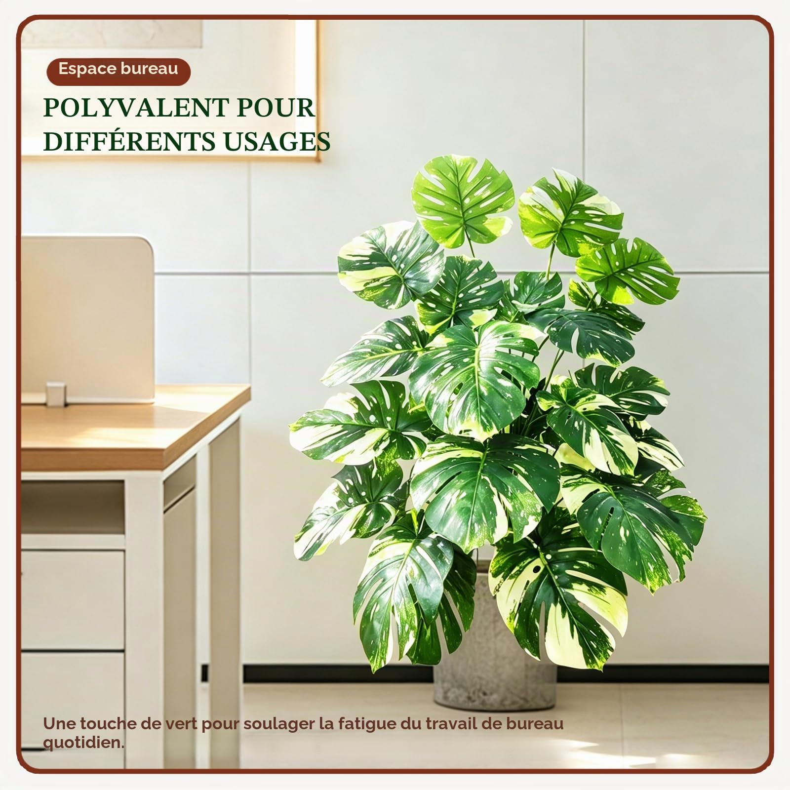 Monstera Artificielle en Pot，101 cm，24 Feuilles，Plante Tropicale