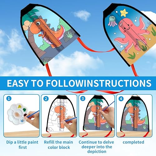 Miniatura 3 de 3 piezas de kit de eyección de pulgar para niños, kits de manualidades para hacer cometas para niños, mini cometa de playa fácil de volar, 4 a 12