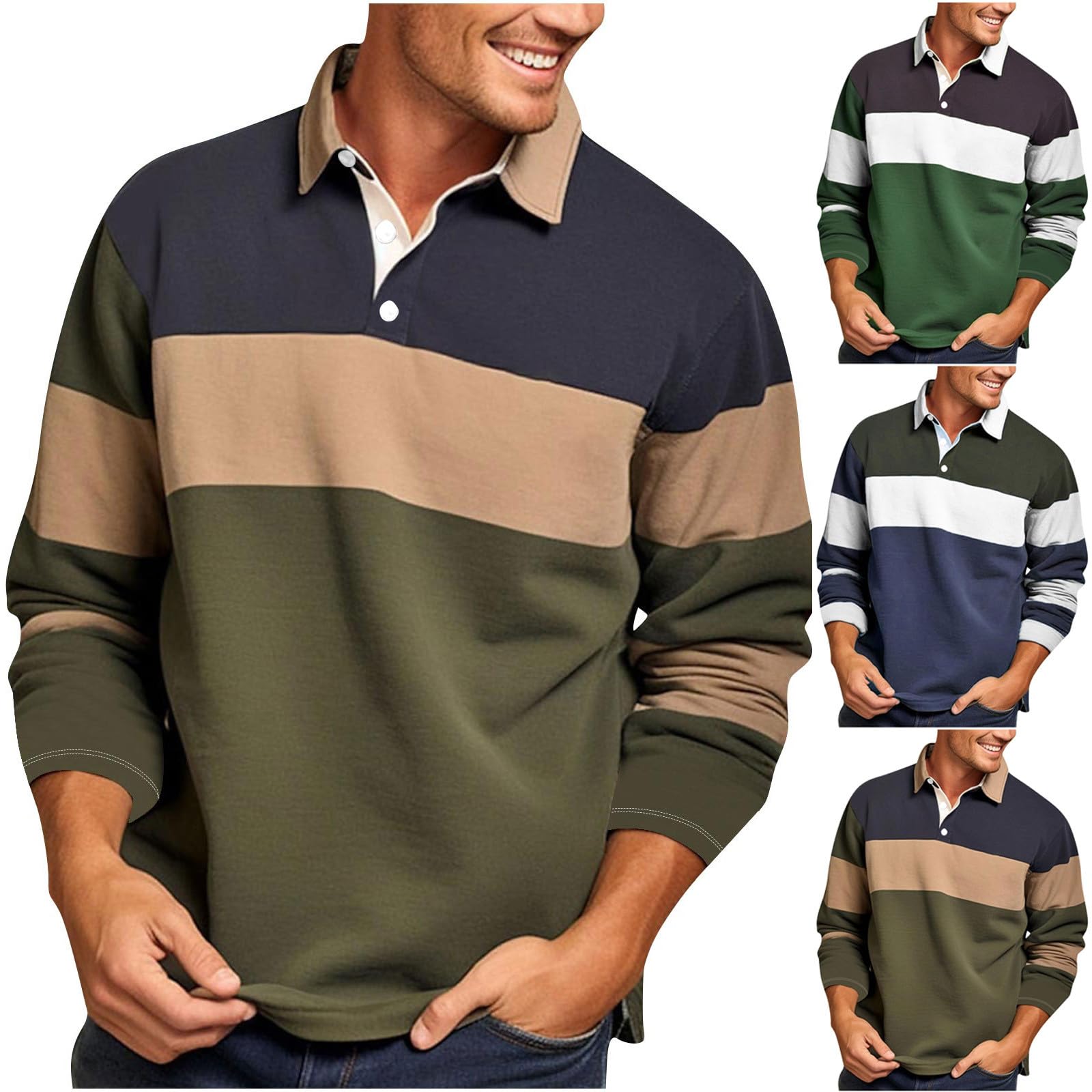 Polo Homme Manches Longues Polos Color Block Tee Shirt Slim Fit Tshirt Basique T-Shirts Décontractée Teeshirt Basique Hauts Regular Fit Habit Classique Vetements