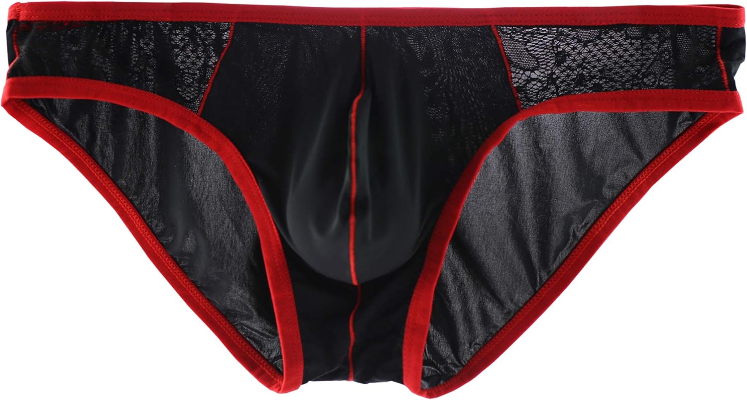 WINDAY Men Briefs Lace Silk Low Rise Bikini Briefs and Breathable