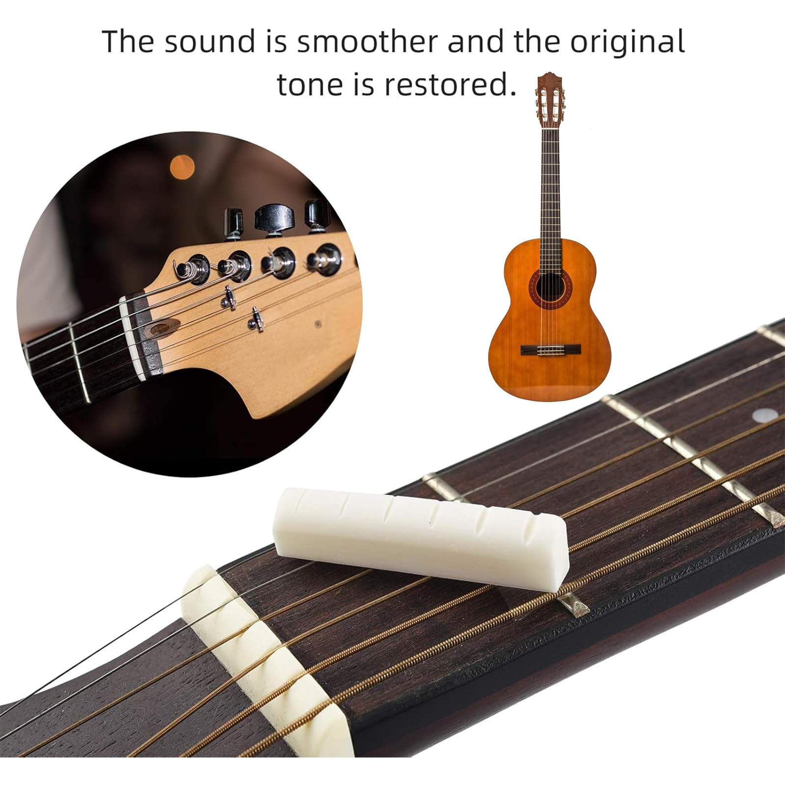 Barabesty Sillet De Chevalet En Os Pour Guitare Folk 12 Cordes 49 Mm/76