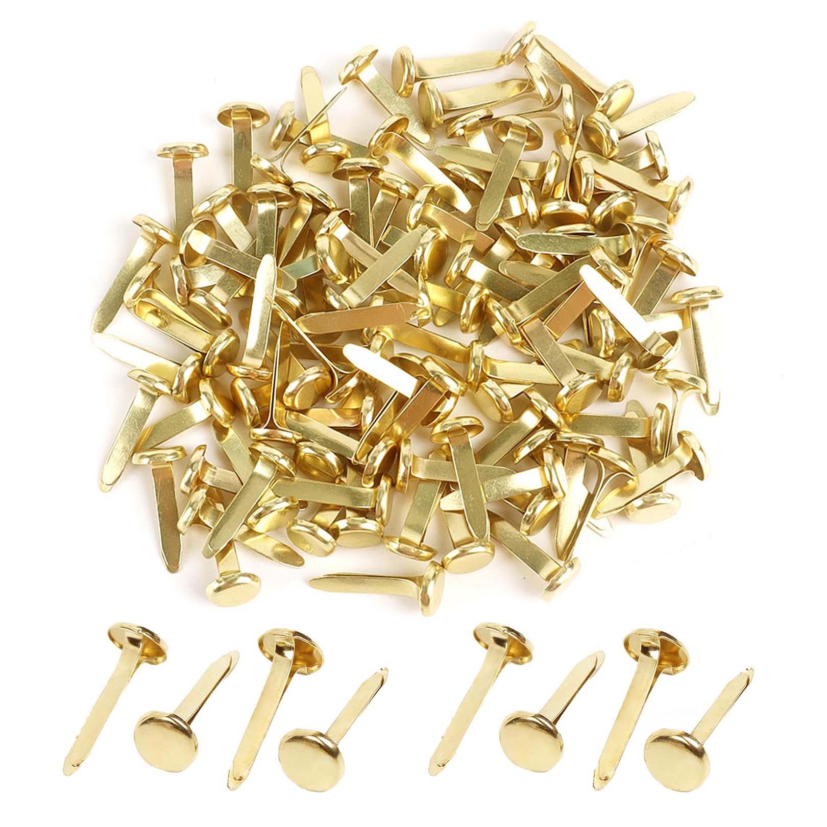 150 Pcs Split Pins, 8x19mm Metal Paper Fasteners, Round Head Gold Paper Fasteners for Card Making, DIY Crafts Projects Scrapbooks Cards Photo Walls (Gold)