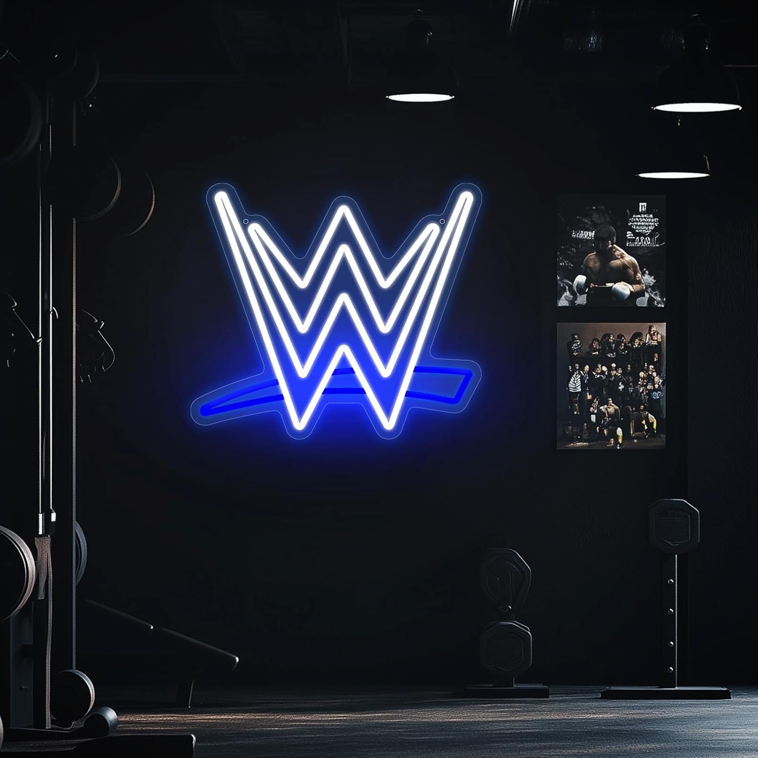 Wrestling Neon Sign, LED Wrestling Neon Sign for Wall and Room Decor, USB Night Light for Game Bedroom Birthday Competition Party Gifts (Blue White)
