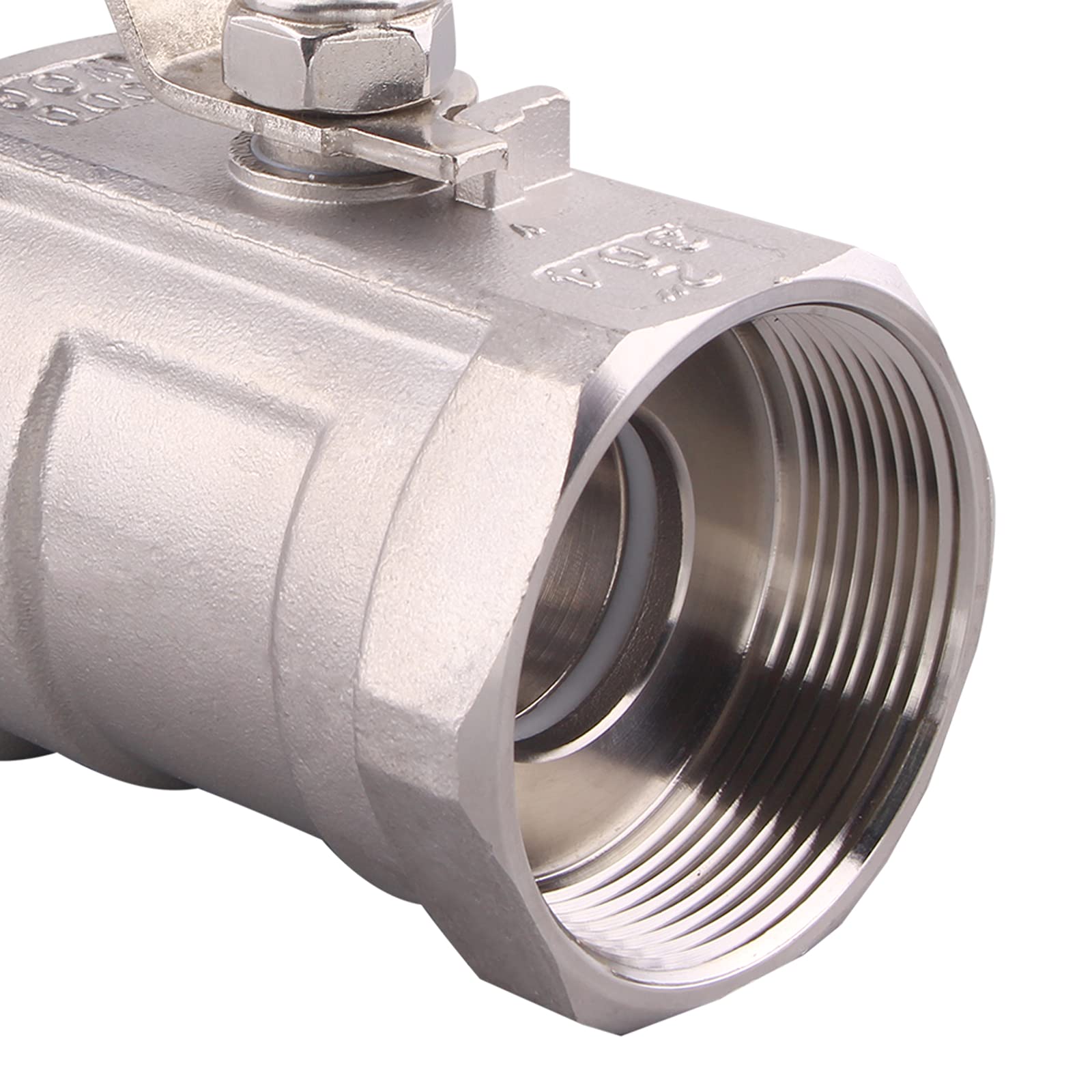1 válvula de bola de acero inoxidable – 5 cm NPT hembra puerto estándar 1 pieza tipo válvula de bola para agua, aceite y gas (paquete de 2)