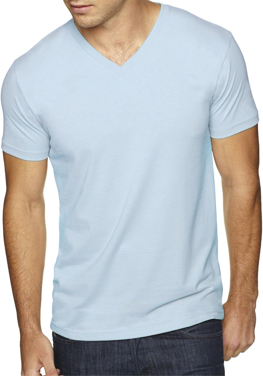Next Level Apparel Premium Fitted Sueded V (6440) Light Blue, L