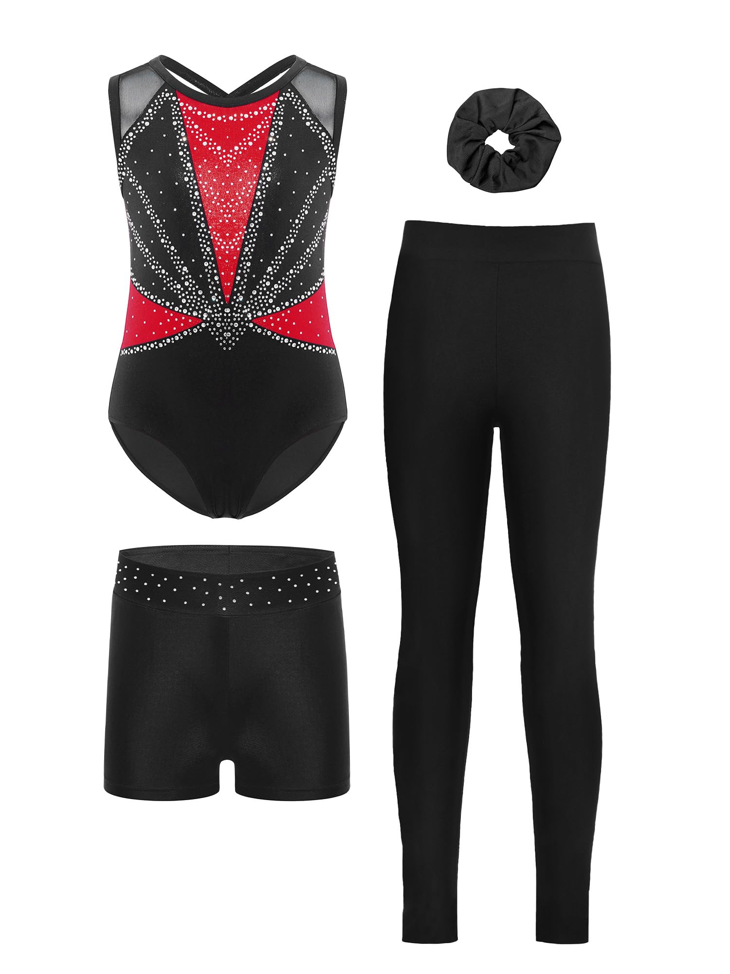 Vxuxlje Bambini Body Ginnastica Ritmica Bambine Con Shorts Tuta Intera Da Pattinaggio Artistico Ragazze Body Danza Classica Danza Classica Rosso 13-14 anni