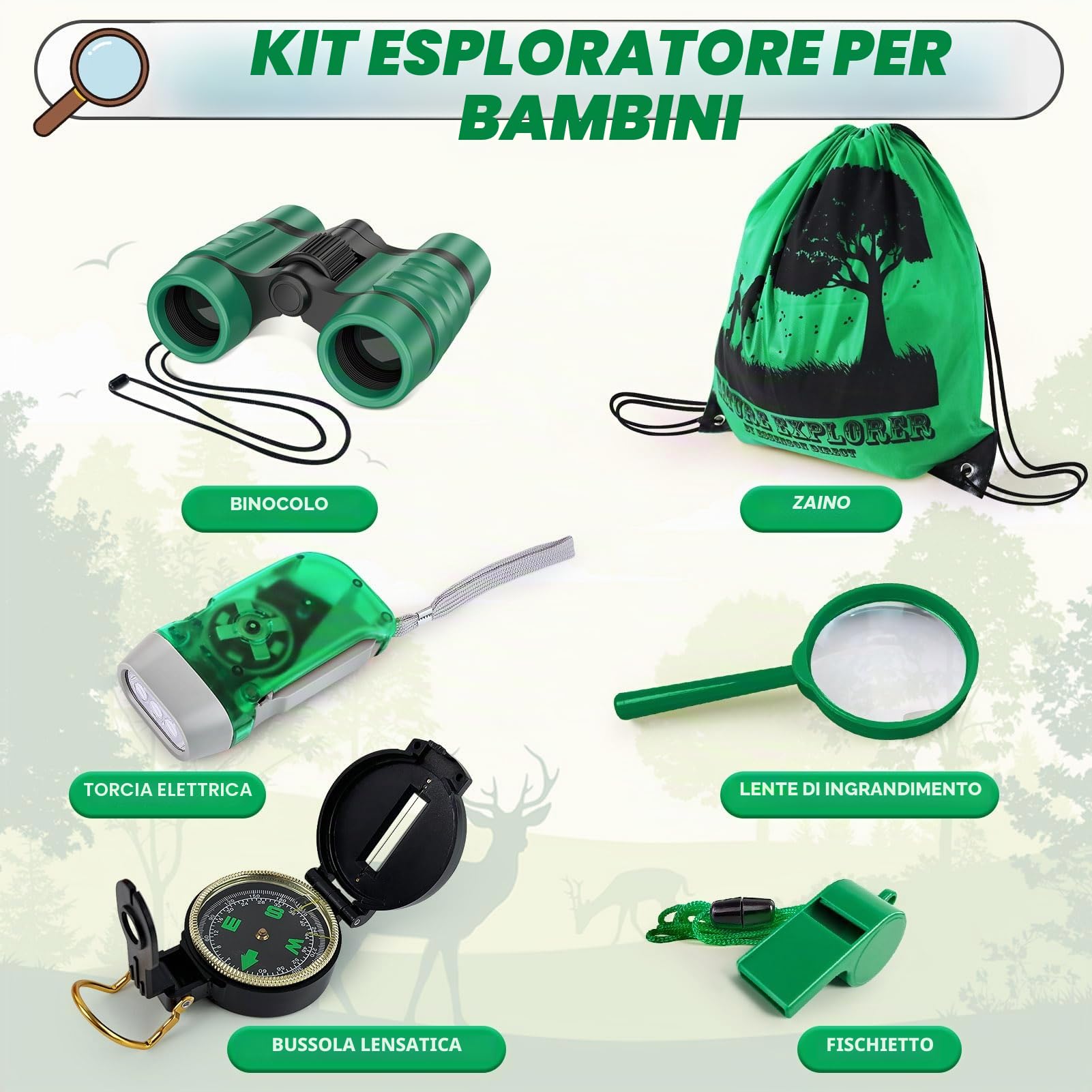 essenson Set di ricercatori per bambini, giocattolo per attività all'aperto, regalo per età 3, 4, 5, 6, 7, 8+, anni, ragazzi, ragazze, bambini