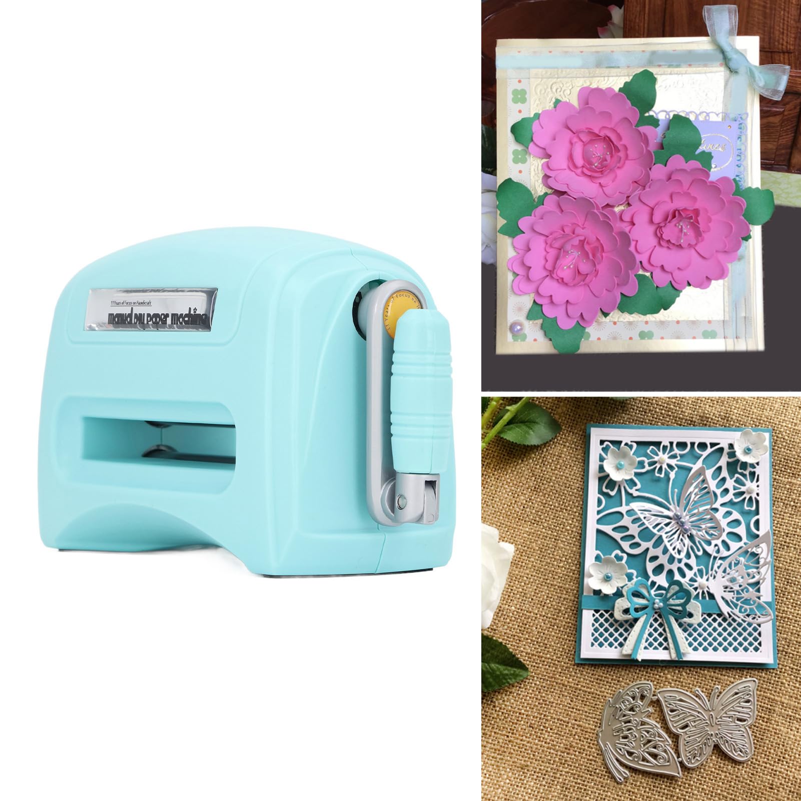 Fustellatrice Manuale per Goffratura Macchina per Goffratura a Manovella Portatile Mini Fustellatrice per Realizzare Biglietti, Inviti, Album, attività Artistiche Fai-da-te