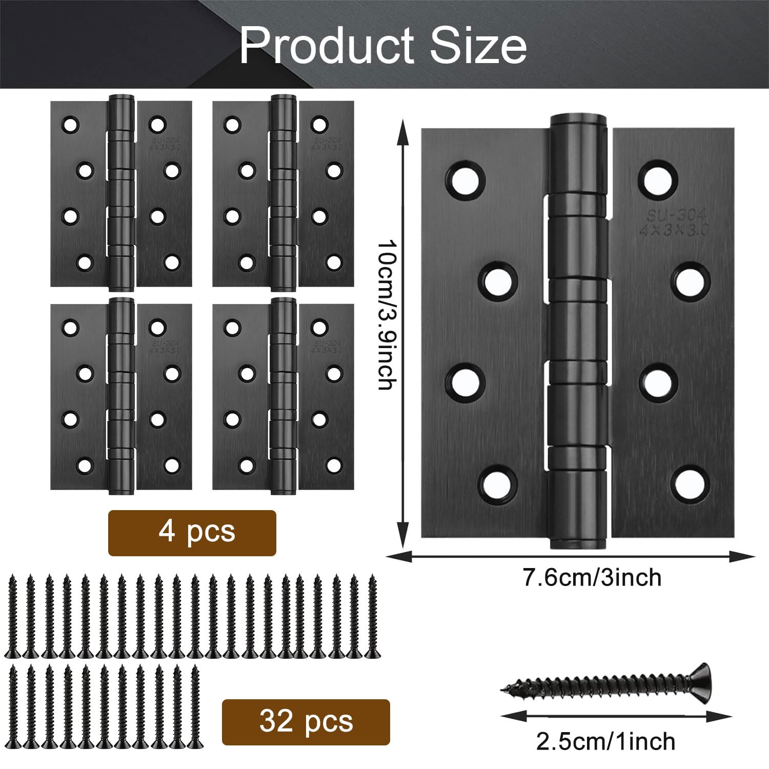 4 Cerniere In Acciaio Inox 304 Da 100x37x2,5 Mm Con 32 Viti – Per Porte Pesanti E Mobili