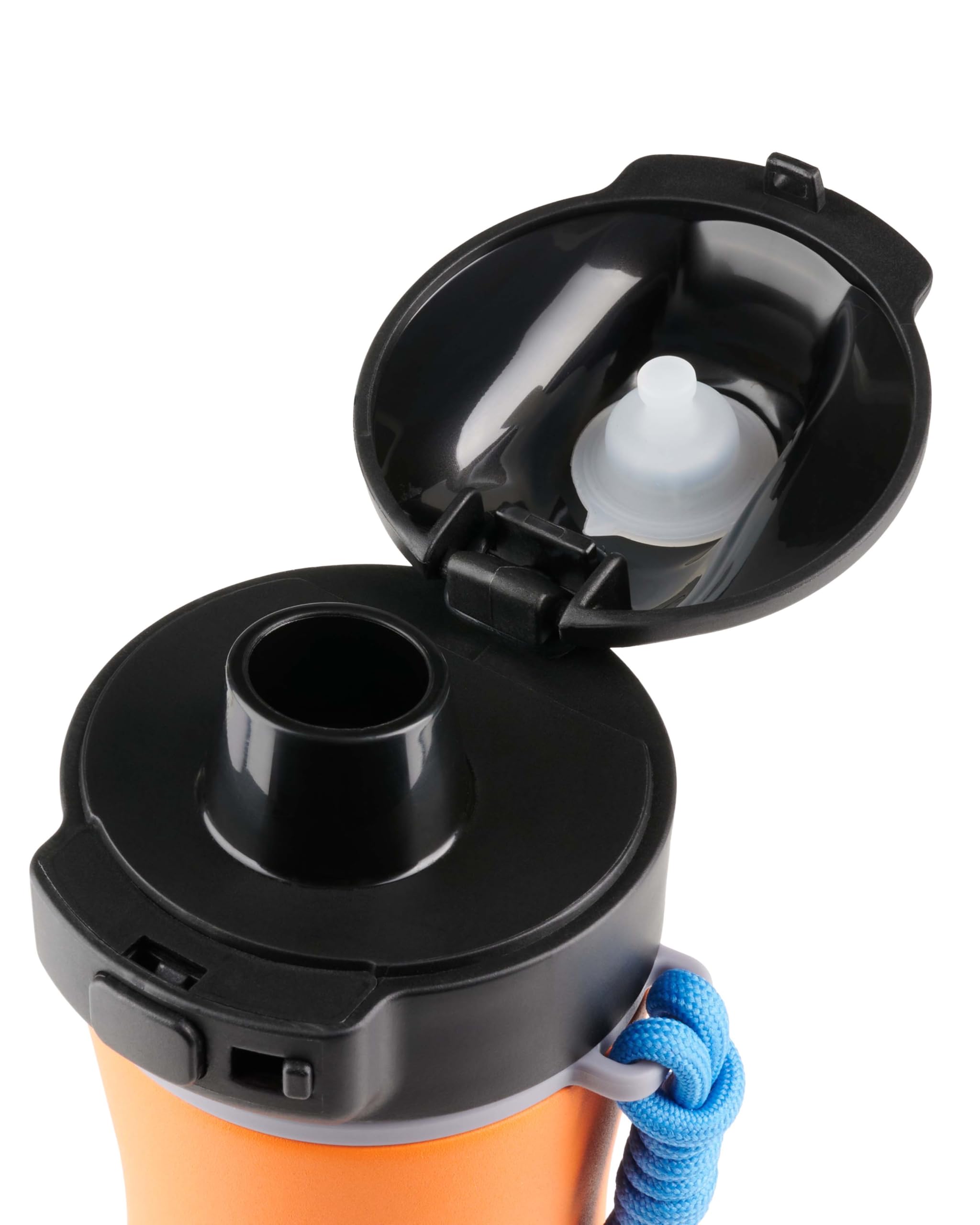 Borraccia isolata attiva, in acciaio inox, 625 ml, arancione, con flip-cap, per bere una sola mano, a prova di perdite, calda 6 ore, in acciaio riciclato, con nastro, per attività all'aperto e