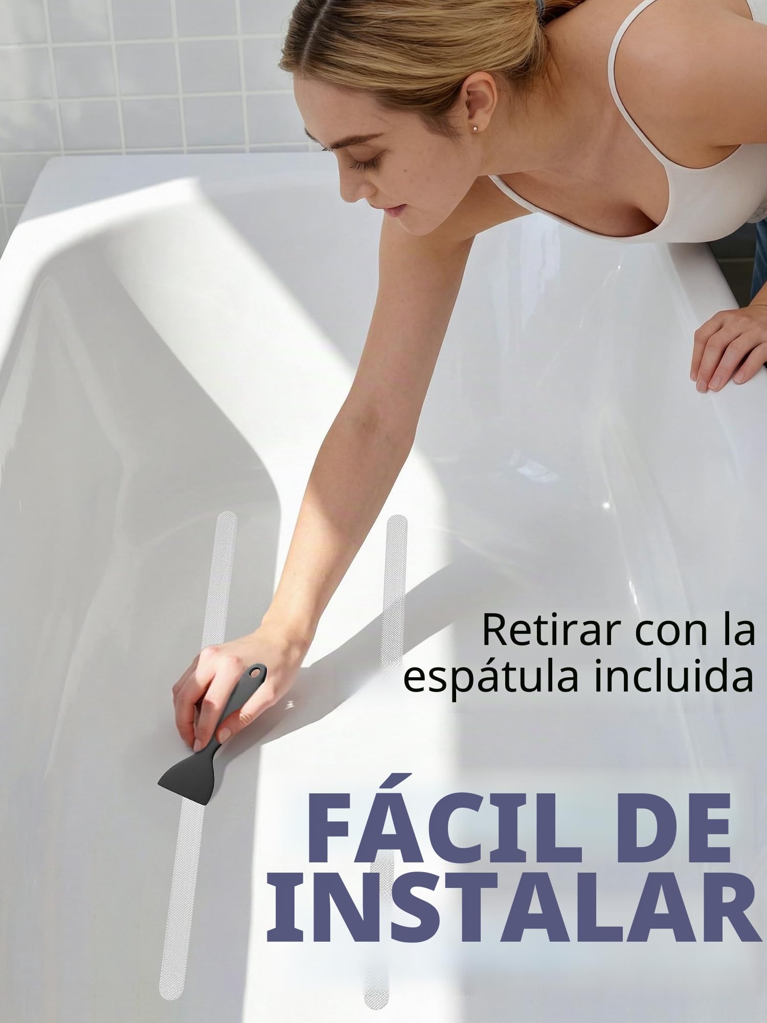 Secopad Calcomanías de Seguridad Antideslizantes para la Ducha con raspador (Transparente)