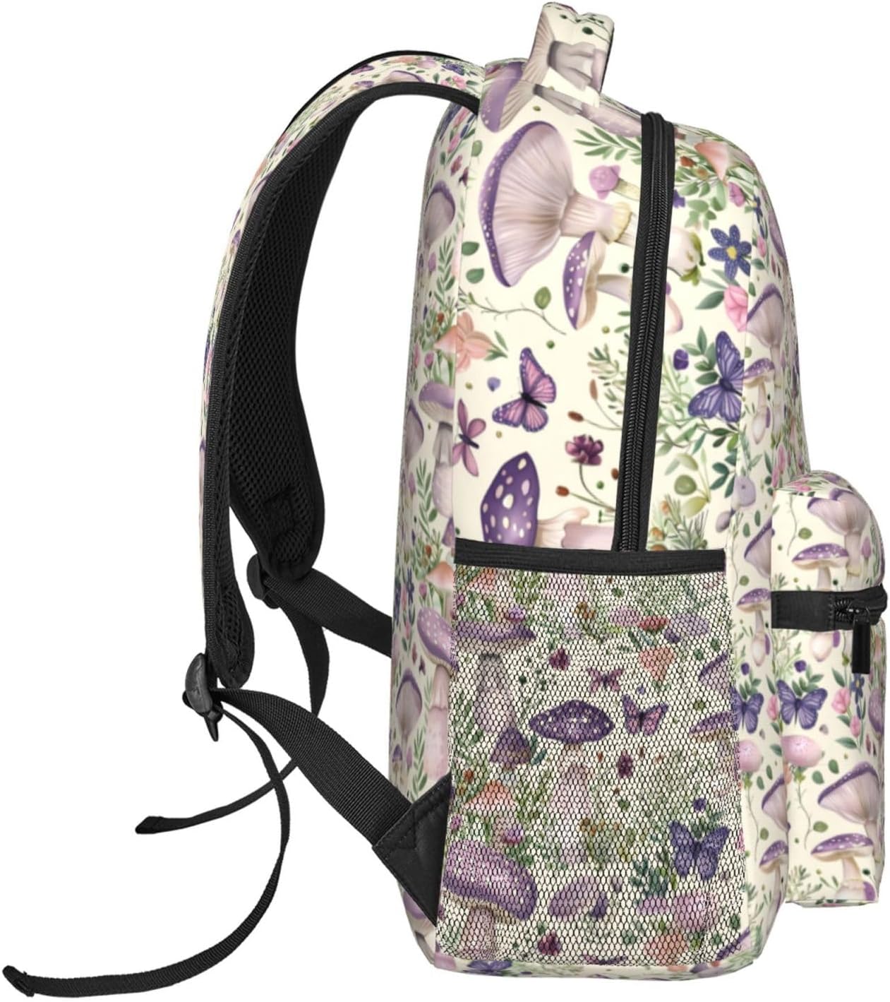 Romantic Mushroom Forest Backpack, Polyester Backpacks with Straps, 11.4inx5.9inx15.7in, Multi-Pocket Storage Bookbag, Ideal For School Work Travel Hiking Camping, Women Girls Gifts