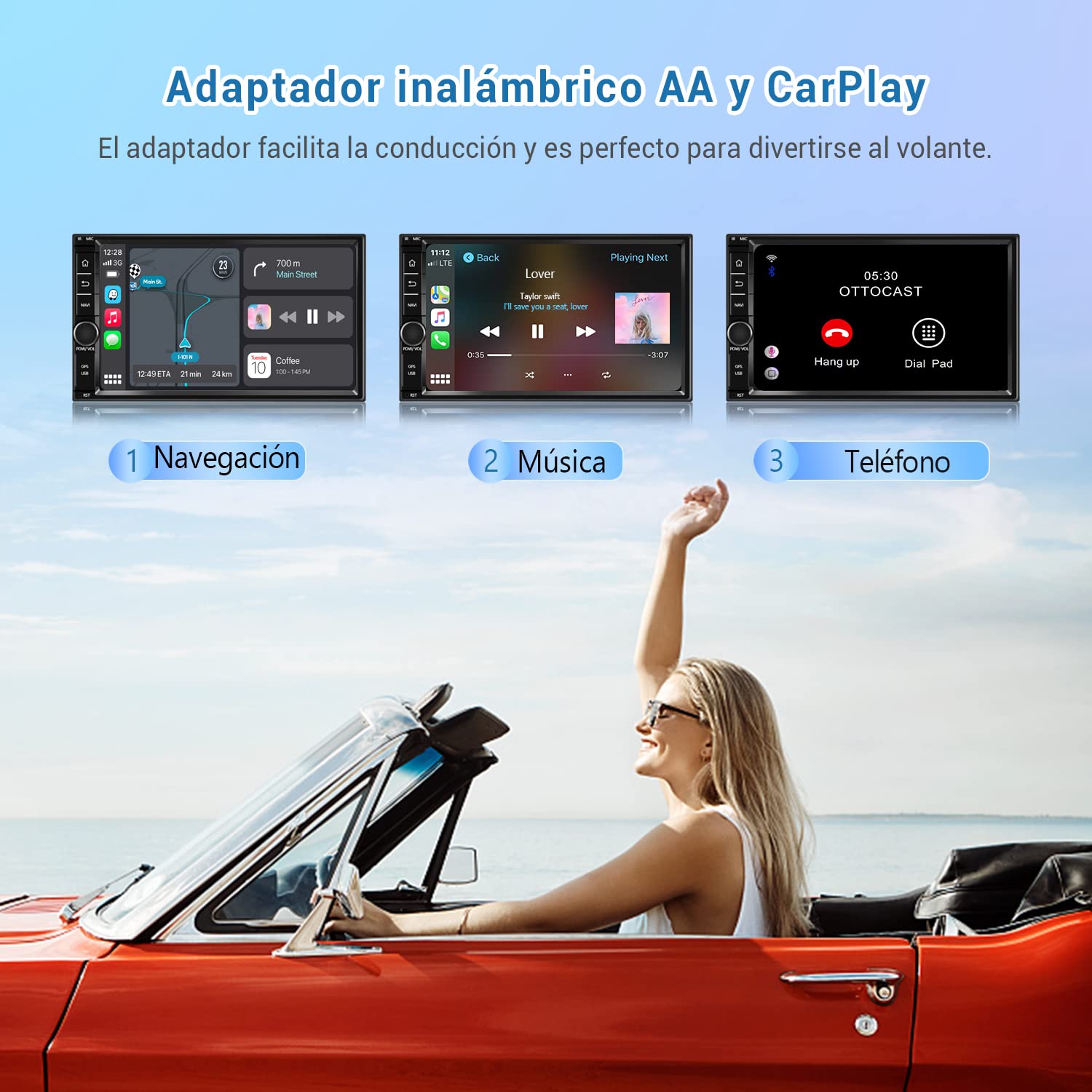 OTTOCAST Wireless-Carplay-Adapter für iPhone, Kabellos carplay Dongle