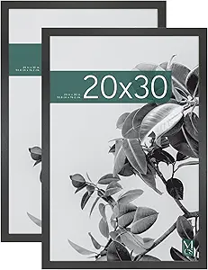 MCS Studio Gallery 20x30 Poster Frame Black Woodgrain, Vertical & Horizontal Wall Hanging Large Picture Frame for Photos, Posters & Art Prints (2-Pack)